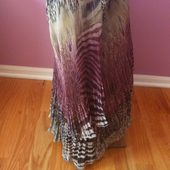 Maggie Barnes 5X Semi Sheer Crinkle Purple Black Top Tunic Bell Paisley Light - Picture 3 of 9